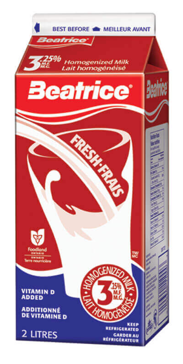 Image of Beatrice 3% milk product.